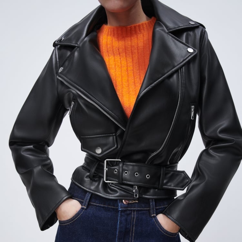 Zara Black Faux Leather Jacket
